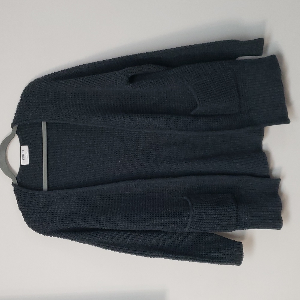 Charcoal open-front cardigan